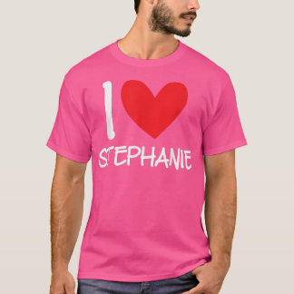 T-shirt J'aime Stephanie Nom Personnalisé Fille Femme Meil