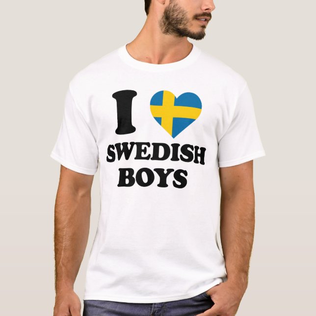 T-shirt J'aime Swedish Boys Fun Swedish Flag Heart Design (Devant)