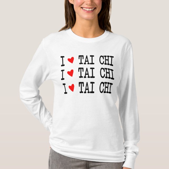 T-shirt J'aime Tai Chi, Coeur Rouge, I Coeur Tai Chi 3 Lig (Devant)