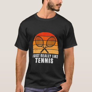 T-shirt J'Aime Tennis Retro Vintage Racket Ball Court Matc