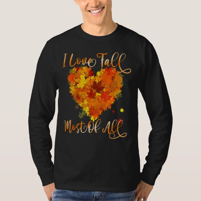 T-shirt J'Aime Tomber La Plupart De Tous Les Feuilles Coeu (Devant)