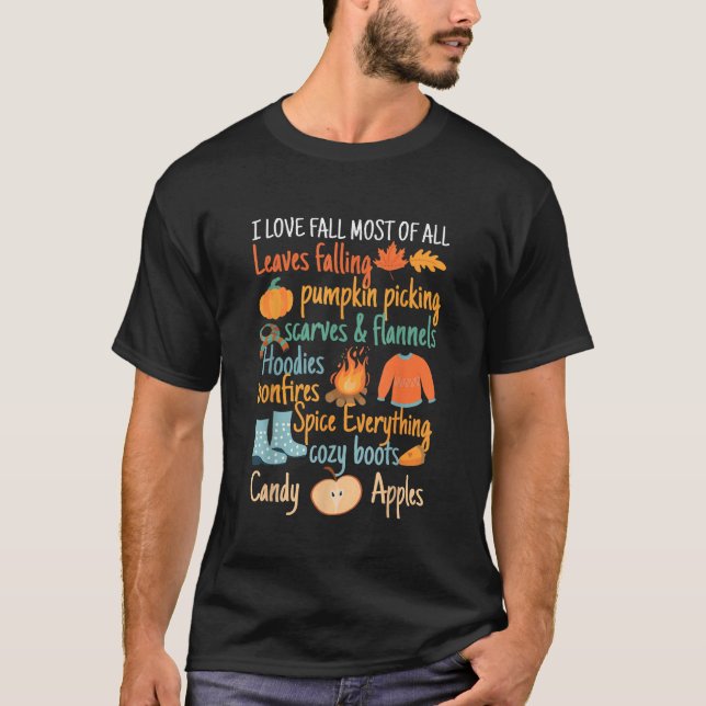 T-shirt J'Aime Tomber La Plupart De Tous Les Feuilles Tomb (Devant)
