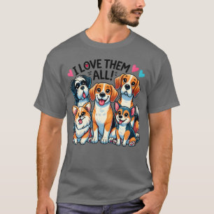T-shirt J'aime tous les chiens propriétaires de chiens Pet