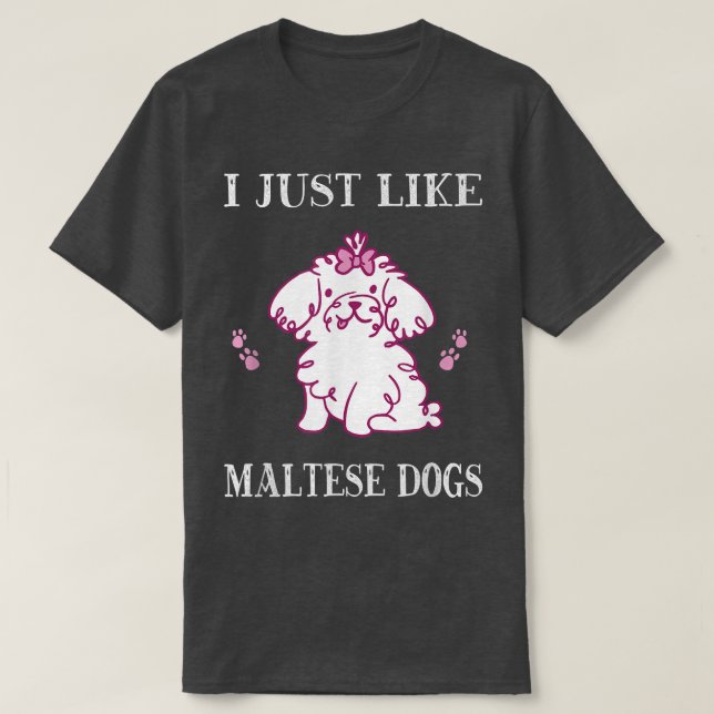 T-shirt J'Aime Tout Simplement Les Chiens Maltais Mignons  (Design devant)