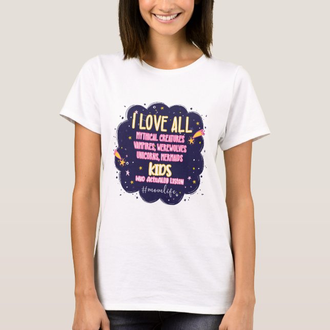 T-shirt J'Aime Toutes Les Créatures Mythiques, Vampires, W (Devant)