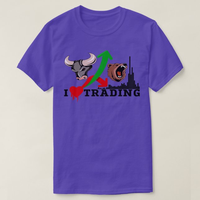 T-shirt J'aime Trading Design ours vs taureaux avec le vol (Design devant)