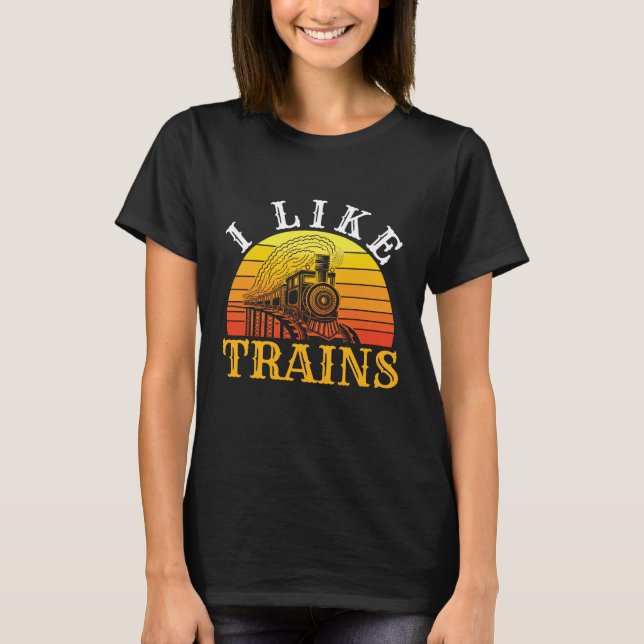 T-shirt J'Aime Trains Retro Train Lover (Devant)