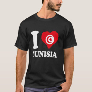 T-shirt J'aime Tunisie Drapeau Coeur Tunisien Fierté Tunis
