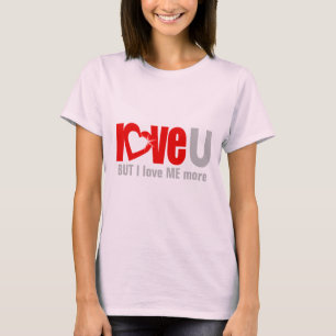 T-shirt J'aime U MAIS je m'aime PLUS rouge gris