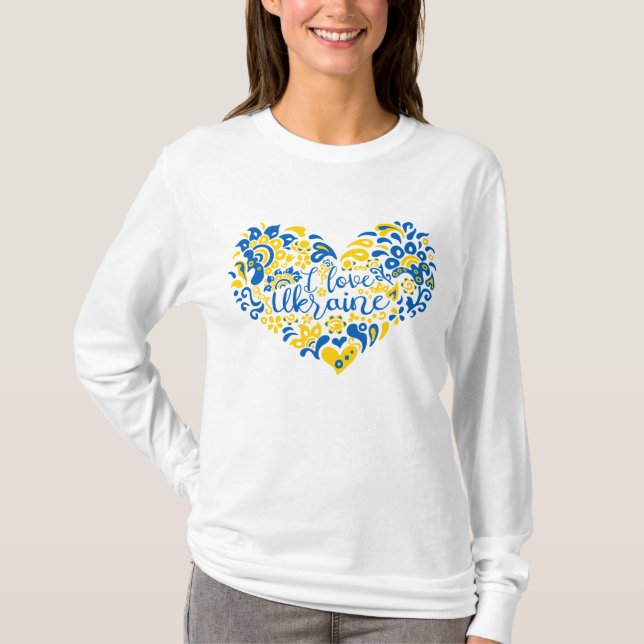 T-shirt J'aime Ukraine inspiration citation coeur (Devant)