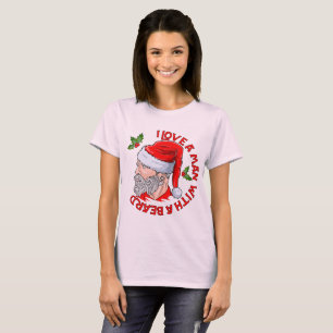 T-shirt J'Aime Un Homme Avec Une Barbe Père Noël