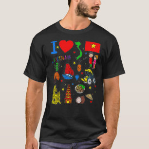 T-shirt J'aime Vietnam La main dessinée Vietnamienne repèr