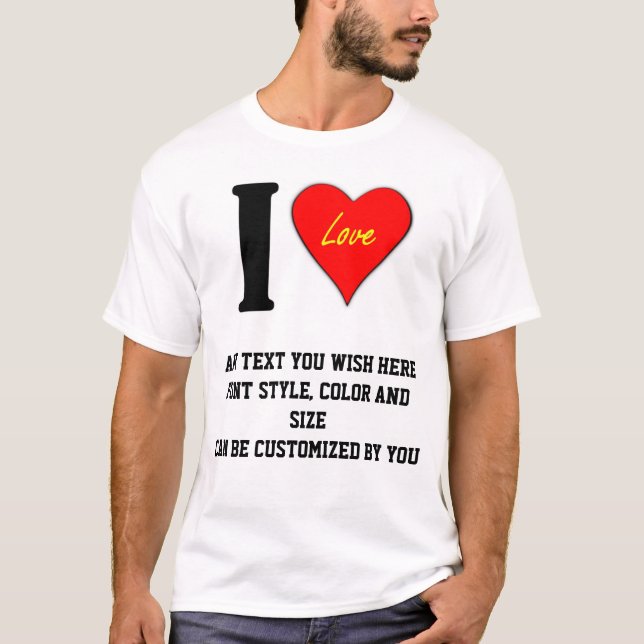T-SHIRT J'AIME (VOS MOTS PERSONNALISÉS ICI) (Devant)