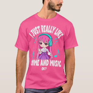 T-shirt J'Aime Vraiment Anime Et Musique Girl Chibi Anim