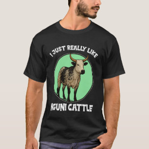 T-shirt J'aime vraiment beaucoup les bovins Nguni Taureau 