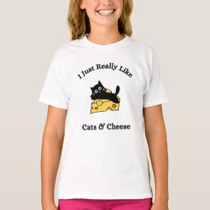 T-shirt J'aime vraiment beaucoup les chats et le fromage é