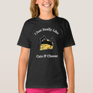 T-shirt J'aime vraiment beaucoup les chats et le fromage é