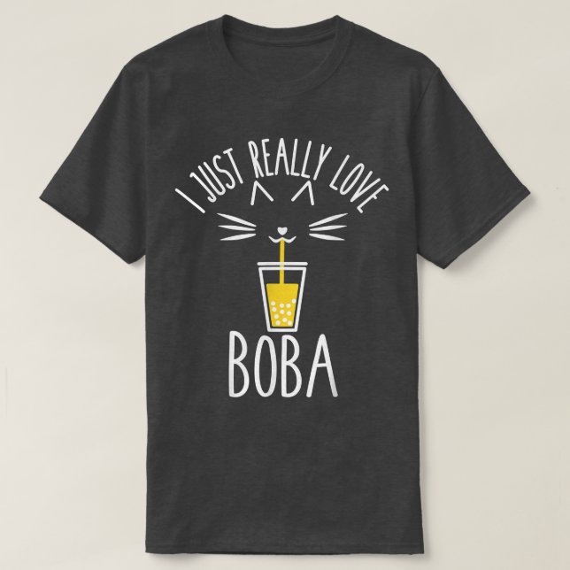 T-shirt J'Aime Vraiment Boba Chat Boire Du Thé De Bulle Wo (Design devant)