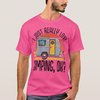 T-shirt J'Aime Vraiment Camping Ok Rv Trailer J'Aime