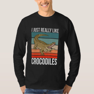 T-shirt J'Aime Vraiment Crocodiles Retro Croc Reptile