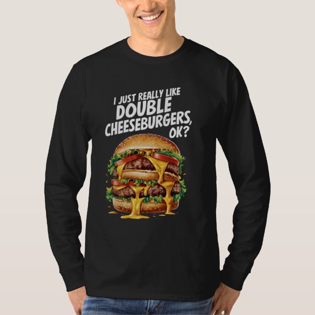 T-shirt J'Aime Vraiment Double Cheeseburger Funny Burg (Devant)