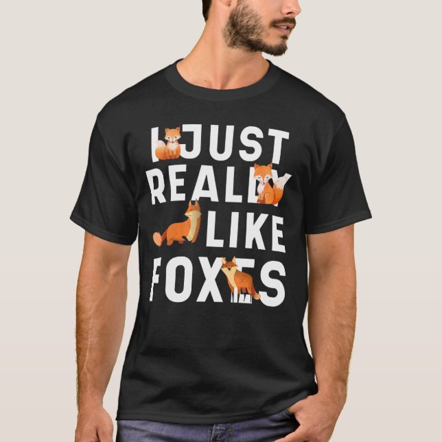 T-shirt J'aime vraiment Foxes l'art animal de compagnie mi (Devant)