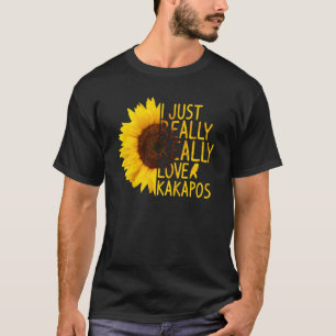 T-shirt J'Aime Vraiment Kakapos Femmes Hommes Bird Sunflow