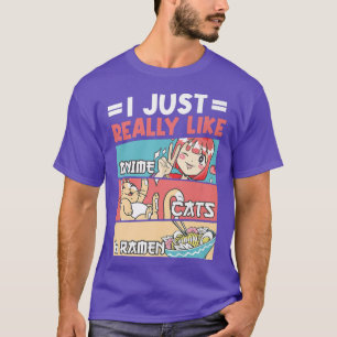 T-shirt J'Aime Vraiment Les Chats Anime Et Ramen Kawaii 22