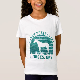 T-Shirt J'aime vraiment les chevaux en vert marin