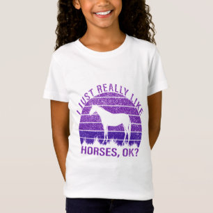 T-Shirt J'aime vraiment les chevaux en violet