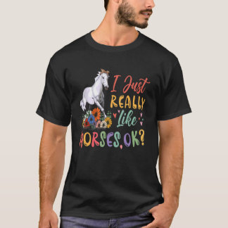T-shirt J'Aime Vraiment Les Chevaux Floral Horse Bow Crava
