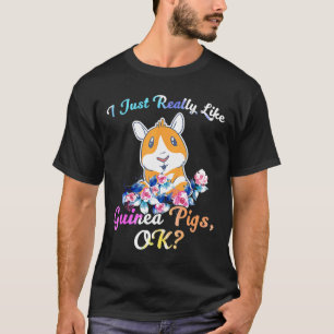 T-shirt J'Aime Vraiment Les Cochons De Guinée Ok Aquarelle