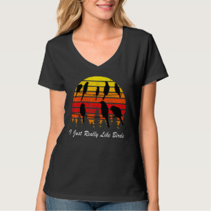 T-shirt J'Aime Vraiment Les Oiseaux Mignons Coucher De Sol
