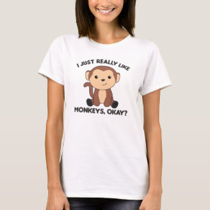 T-shirt J'Aime Vraiment Les Singes, Ok - Singe Doux