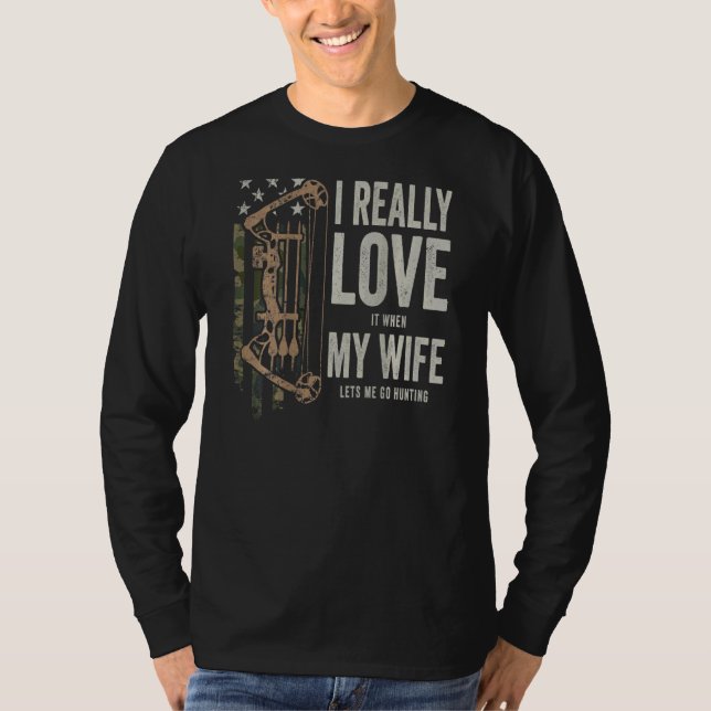 T-shirt J'Aime Vraiment Ma Femme Mens Deer Chasse Sur Le D (Devant)