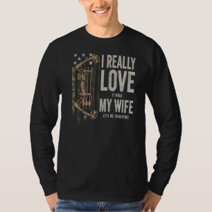T-shirt J'Aime Vraiment Ma Femme Mens Deer Hunting Bowhunt