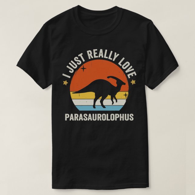 T-shirt J'Aime Vraiment Parasaurolophus 80s Retro Vinta (Design devant)