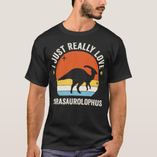 T-shirt J'Aime Vraiment Parasaurolophus 80s Retro Vinta