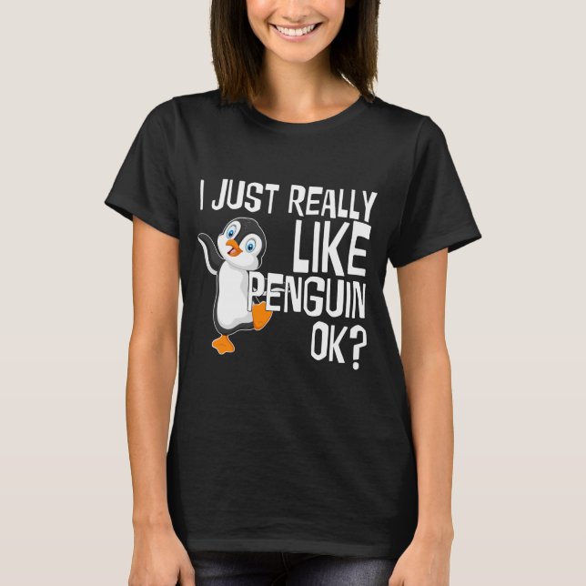T-shirt J'Aime Vraiment Penguin OK Penguin Lovers Shirt (Devant)