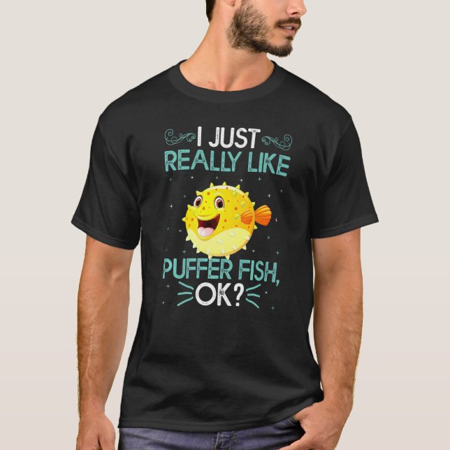 T-shirt J'Aime Vraiment Puffer Fish Ok Cute Puffer Fish (Devant)