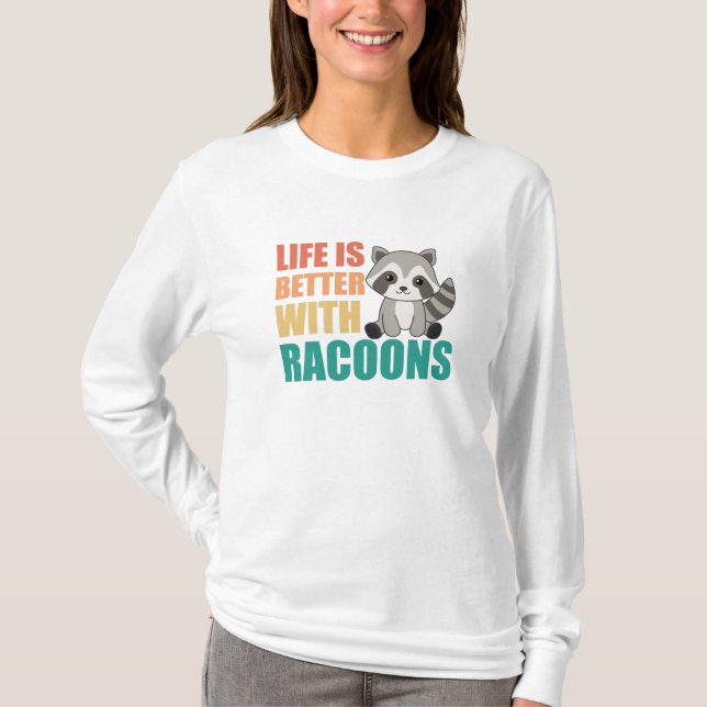 T-shirt J'Aime Vraiment Racoons Cute Raccoon (Devant)