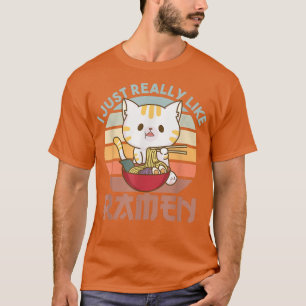 T-shirt J'aime vraiment Ramen Cute Cat Eats Ramen Noodl