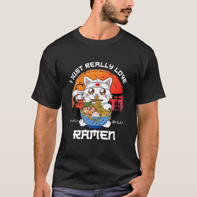 T-shirt J'Aime Vraiment Ramen Kawaii Neko Ramen Anime L (Devant)