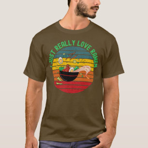 T-shirt J'Aime Vraiment Ramen Noodles Bowl Retro Sunset