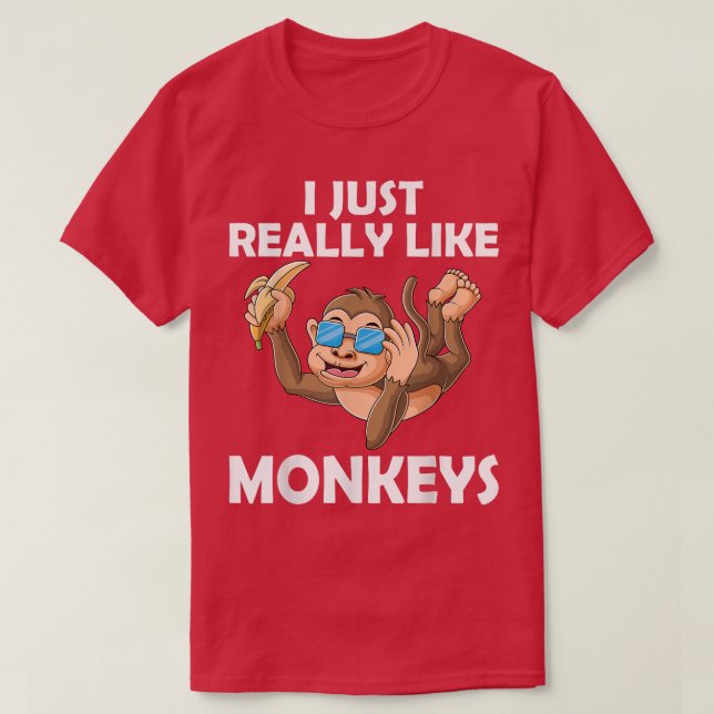 T-shirt J'aime vraiment singes singes singes avec banane (Design devant)