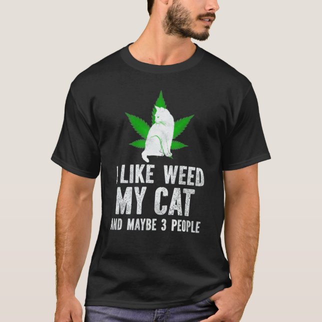 T-shirt J'Aime Weight My Cat Et Peut-Être 3 Personnes Vint (Devant)
