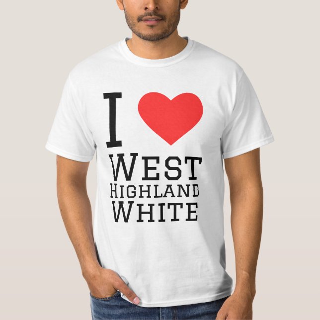 T-shirt J'aime West Highland white (Devant)