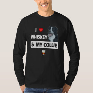 T-shirt J'Aime Whiskey Et Ma Frontière Collie Maman Papa C