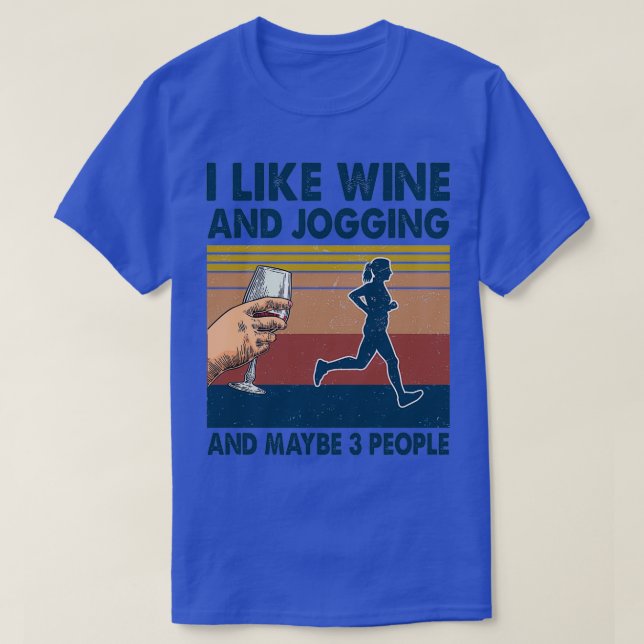 T-shirt J'aime Wine and Jogging peut-être 3 personnes (Design devant)
