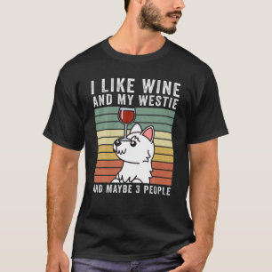 T-shirt J'aime Wine Westie Retro Chien Vintage